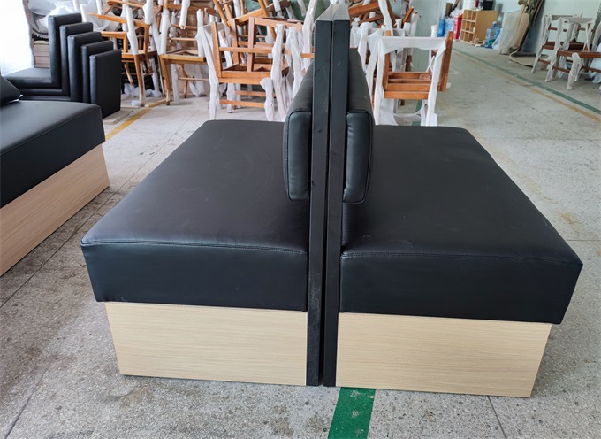 Modern Club Booth Seating - Black Faux Leather with Metal Frame