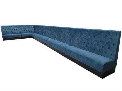Elegant Blue KTV Button-Tufted L Shaped Booth Seating - Elevate Your Entertainment Venue