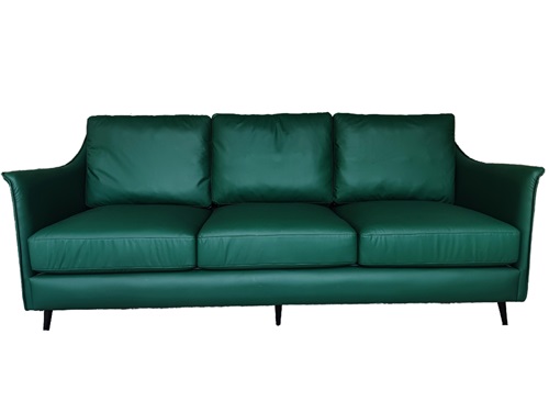 Modern Green Three Seater Leather Hotel Booth Sofa | Commercial Leisure Sofa