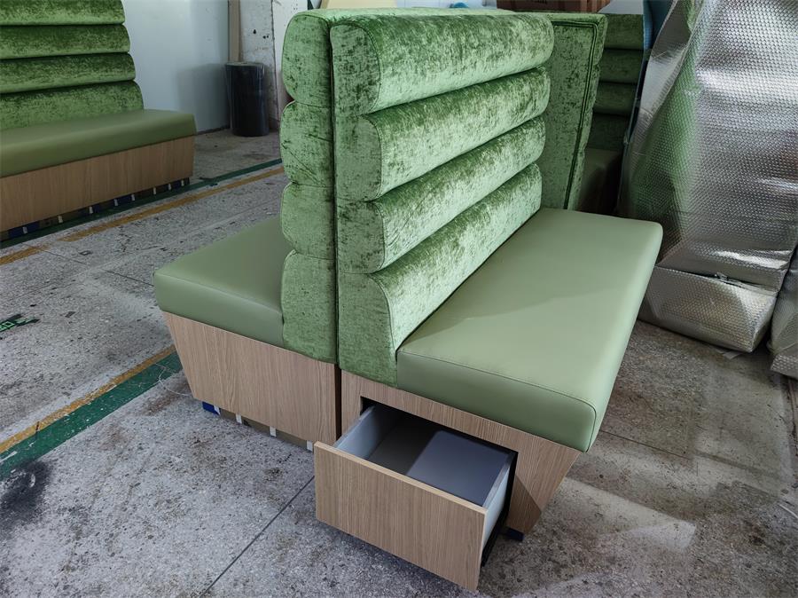 Green velvet booth sofa