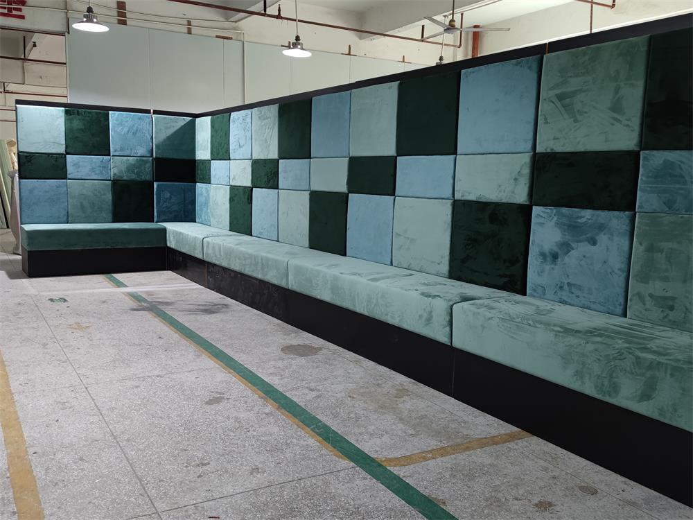 Blue-green commercial booth sofa for Western dining spaces
