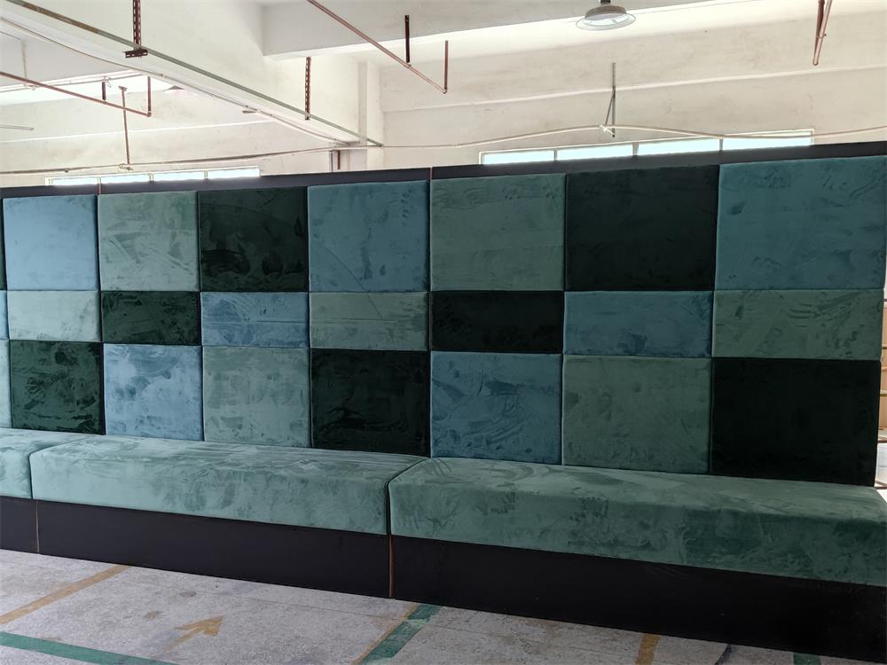 Western restaurant commercial booth seats in modern blue-green velvet