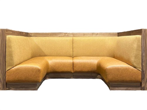 Modern Yellow-Brown Leather U-Shaped Booth Seating for Western Restaurants