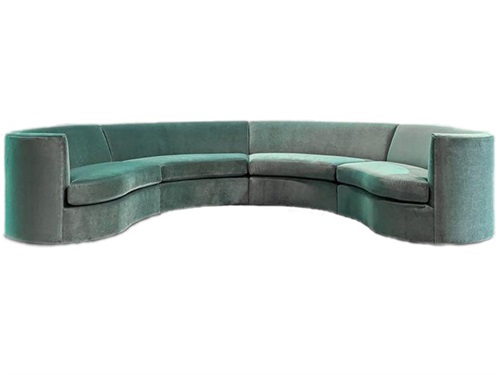 High-End Modern Green Velvet Curved Club Lounge Sofa