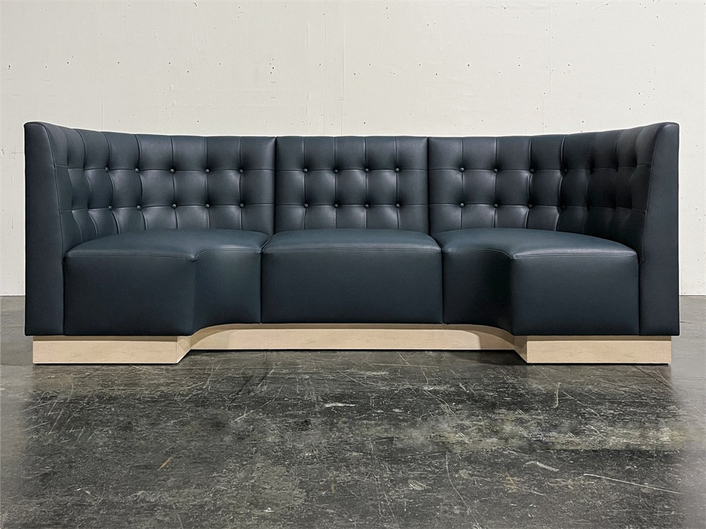 dark leather U-shaped high-back café booth sofa