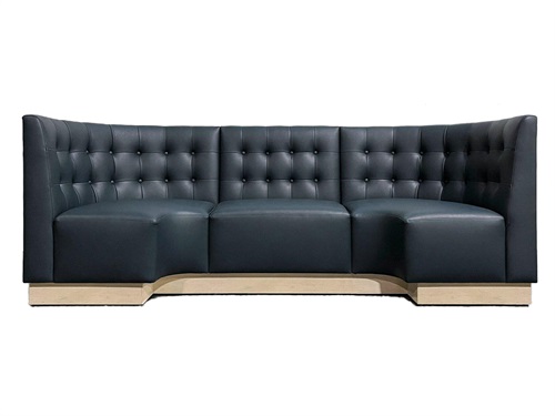 Dark Leather High-Back U-Shaped Café Booth Sofa
