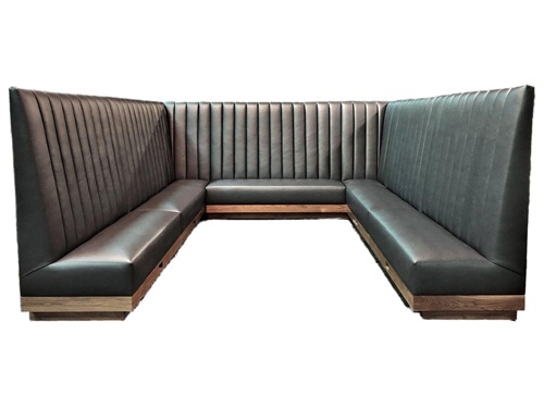 Modern simple solid wood base PU leather U-shaped bar booth sofa