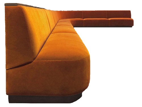 Modern Orange Velvet L-Shaped booth seating Sofa for Hotels & Restaurants