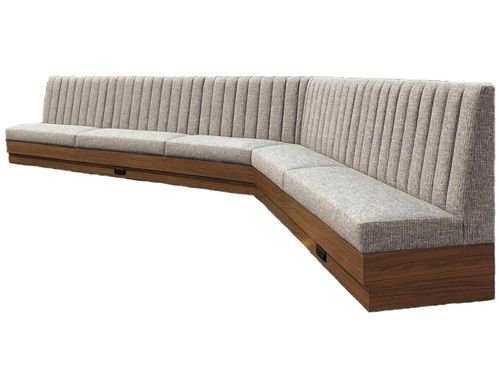 Commercial Modern Gray L-Shaped Corner Booth Sofa for Cafés and Restaurants