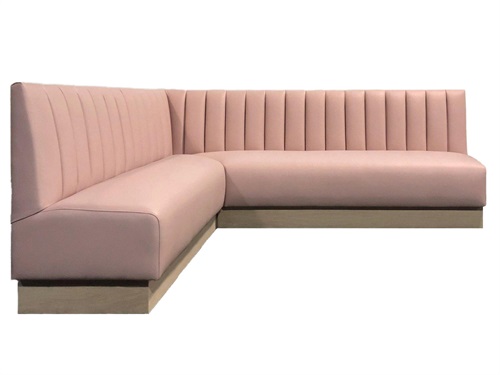 Light Pink Vinyl  L-Shaped KTV Corner Booth Sofa