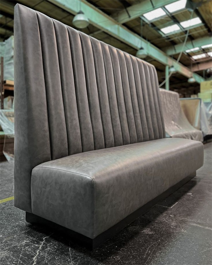 Gray Vinyl High-Back Hotel Booth Sofa
