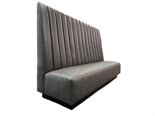 Gray Vinyl High-Back Hotel Booth Sofa - Custom Commercial Seating