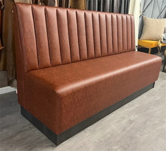 High Back Brown Vinyl Booth Seating – Perfect Blend of Modern and Classic Design for Bars & Restaurants