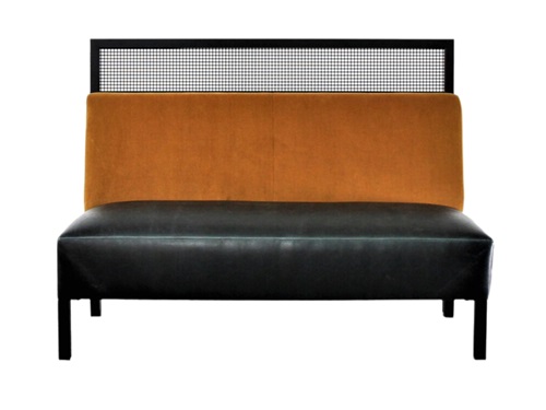 Modern Black Bar Booth Seating - Stylish & Durable Commercial Furniture with Metal Grid Back