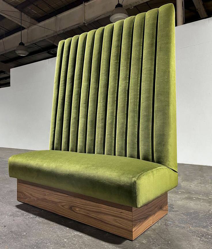Green Velvet High-Back Hotel Booth Seating - Luxury Commercial Seating