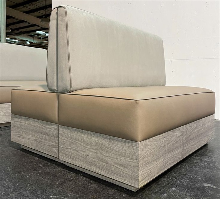 Dual-Sided Hotel Booth Seating - Modern Wood Grain Base Double Booth
