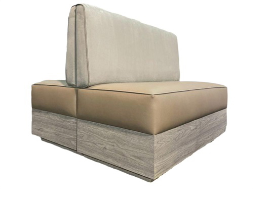 Dual-Sided Hotel Booth Seating - Modern Wood Grain Base Double Booth