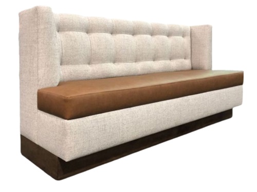 Gray Fabric & Brown Leather Booth Sofa -  for Hotels & Restaurants