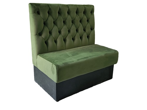Luxurious Green Velvet High-Back Button-Tufted Booth Seating for Western-Style Restaurants