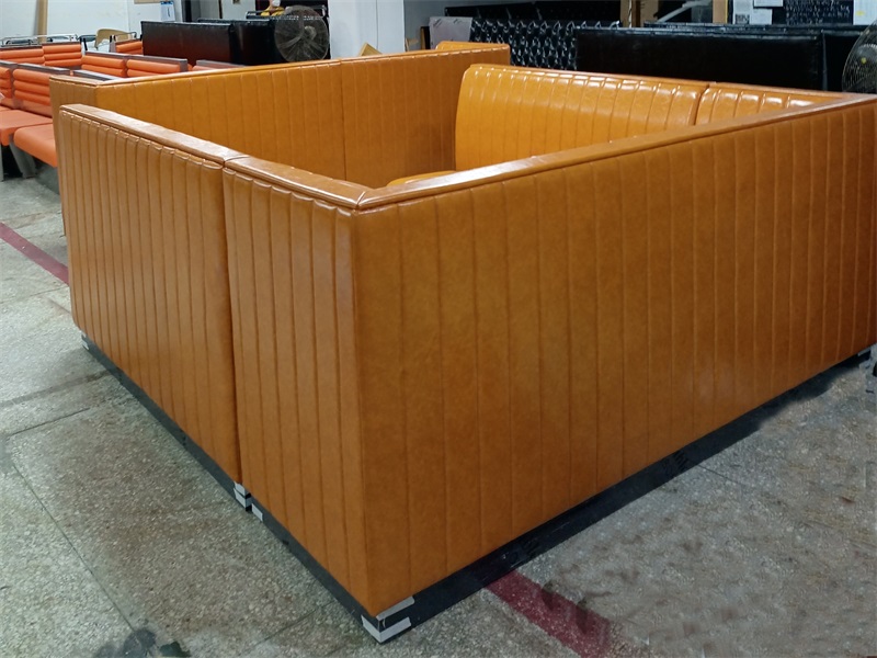 U-Shaped Orange Faux Leather KTV Booth Sofa