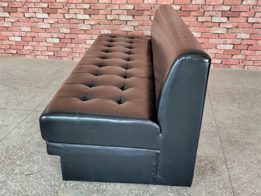Black faux leather KTV sofa with tufted cushion design