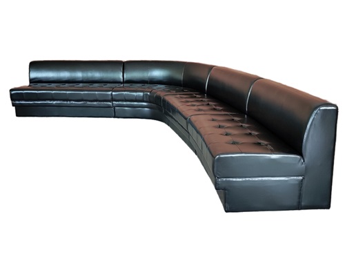 High-End Black Leather Curved KTV Sofa – Stylish and Comfortable Seating