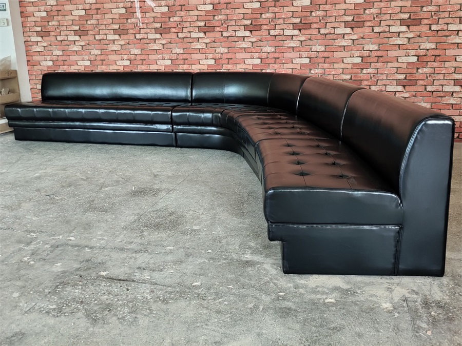 High-End Black Leather Curved KTV Sofa – Stylish, Comfortable Seating for Luxury Venues