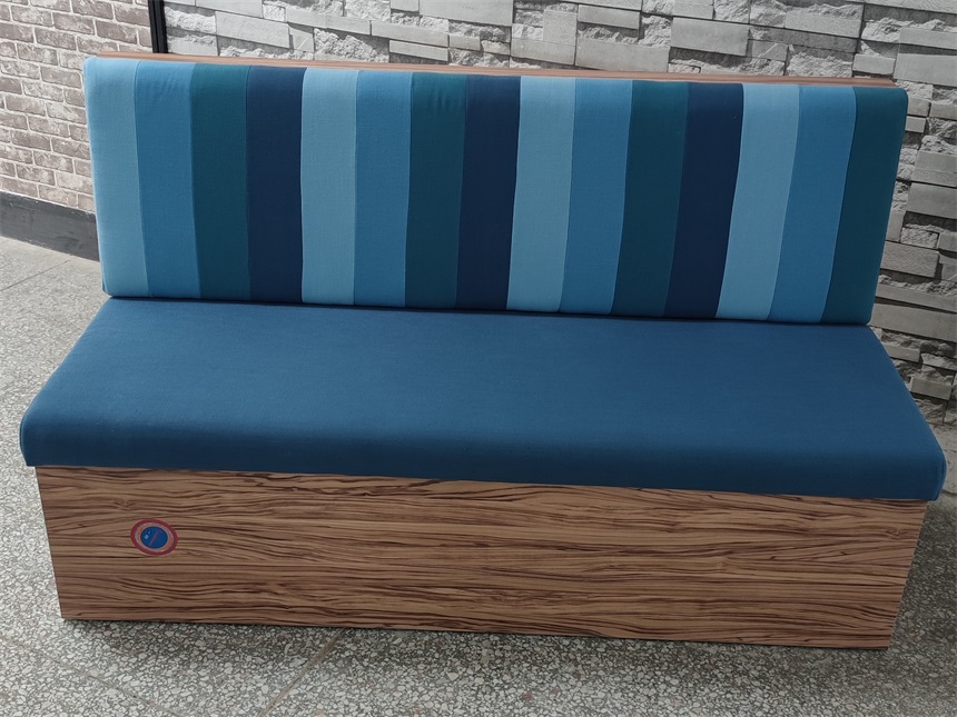Modern Blue Striped Booth Sofa for BBQ Restaurants, Perfect for Bars, Cafes, and Restaurants