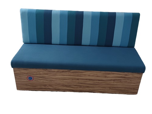 Modern Blue Striped Booth Sofa for BBQ Restaurants, Perfect for Bars, Cafes, and Restaurants