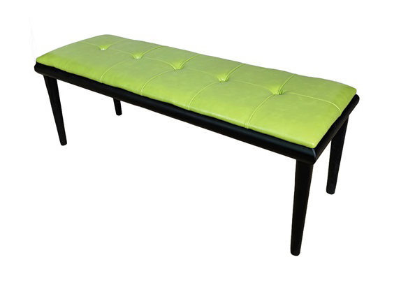 Modern Hotel Bench with Green Tufted Seat – Perfect for Hotel Lobbies, Lounges, and Public Spaces