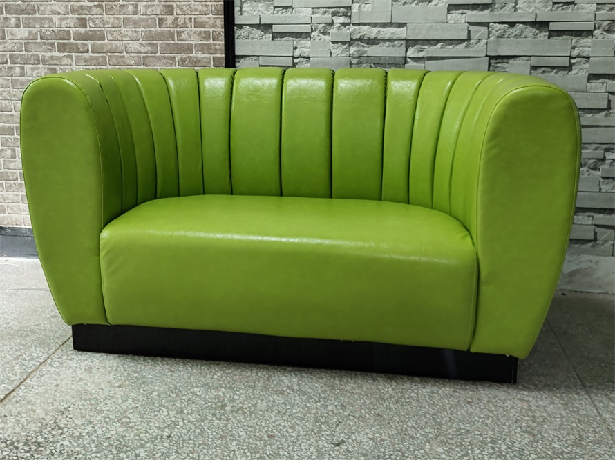 Green Vinyl Curved Bar Sofa - Modern Booth Seating for Bars & Lounges