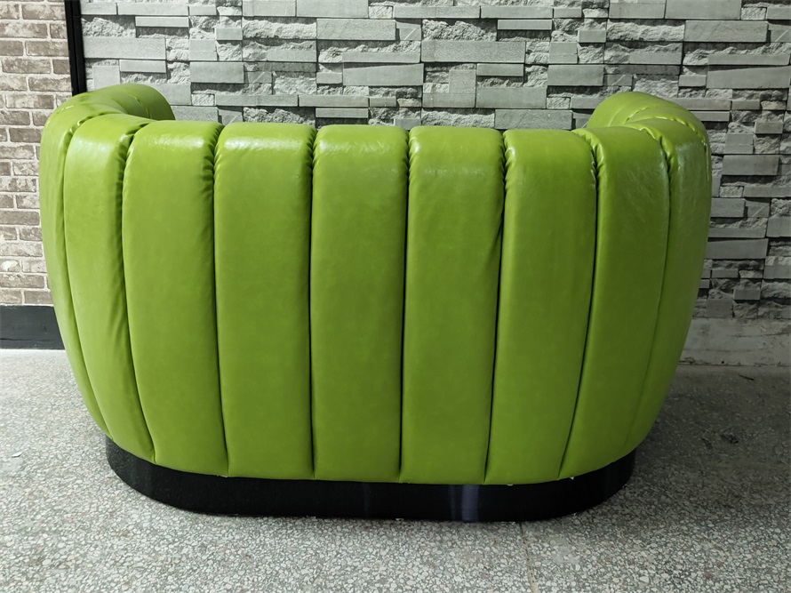 Green Vinyl Curved Bar Sofa - Modern Upholstered Booth Seating