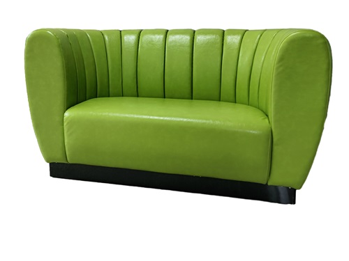 Green Vinyl Curved Bar Sofa - Modern Upholstered Booth Seating