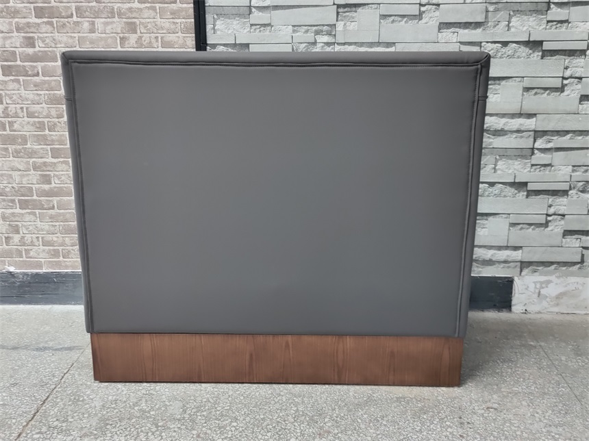 Gray Leather Booth Sofa for Barbecue Restaurants, Modern Style with Wooden Base Design