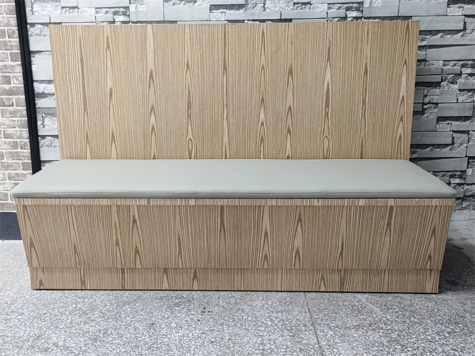 Natural Wood Grain BBQ Restaurant Booth Seating | Custom Modern Leather Banquette