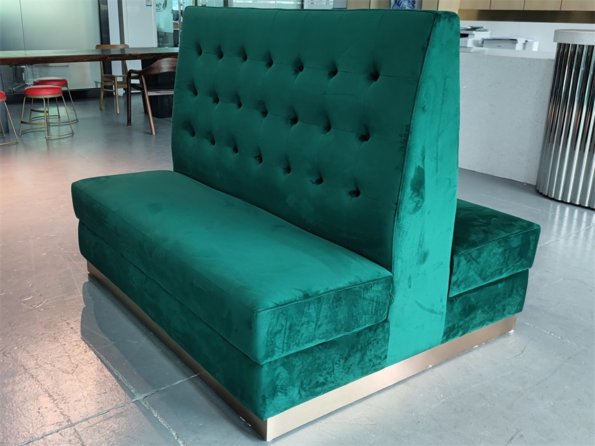 Green Velvet Double-Sided Booth for Restaurants