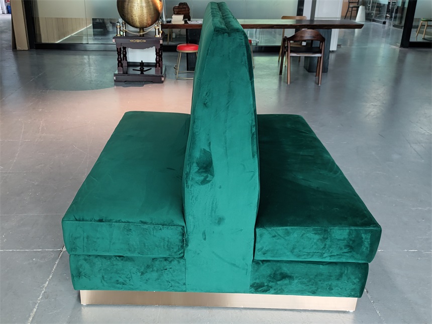 Green Velvet High Back Double-Sided Booth
