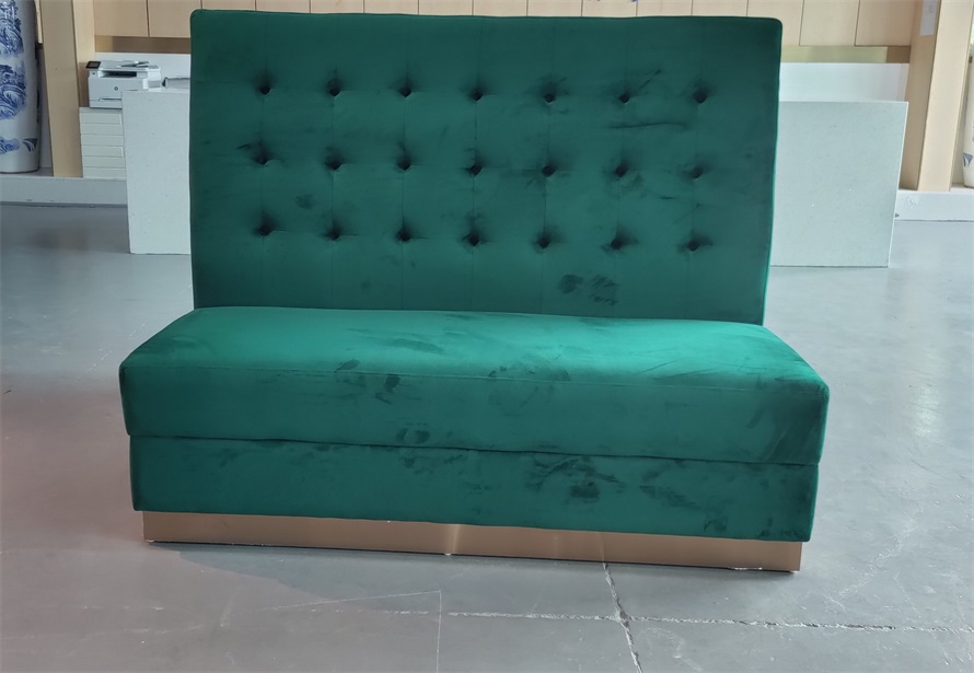 green velvet high-back booth seating