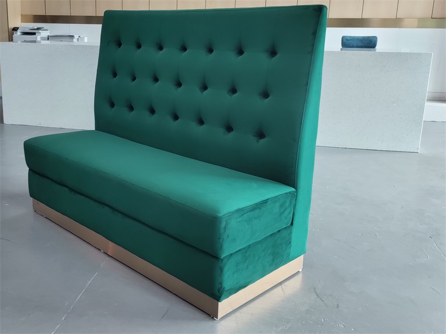 Green Velvet High-Back Booth Seating 