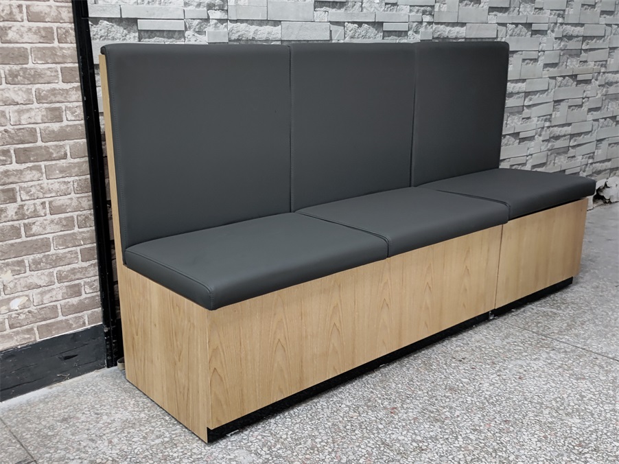 Customizable Restaurant Booth Seating - Gray Upholstered Banquette