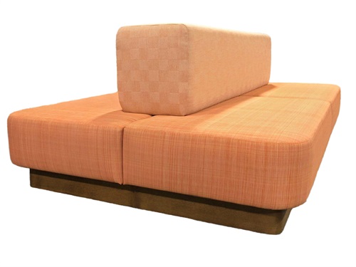 Orange Fabric Modern Minimalist Club lounge Booth Sofa - Solid Wood Base
