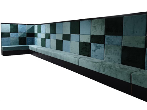 Modern Velvet Commercial Wall Bench Booth Seating for Western Restaurants