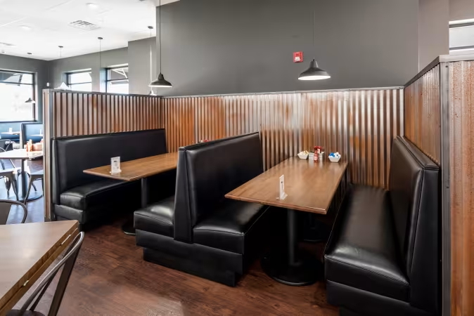 Restaurant booths and tables