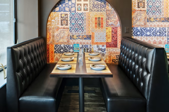 Restaurant booths and tables