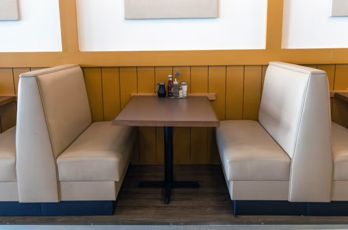 Restaurant booths and tables