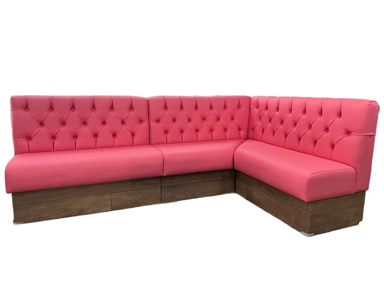 L-Shaped Bar Bench Seating | corner booth seating with Button-Tufted Backrest