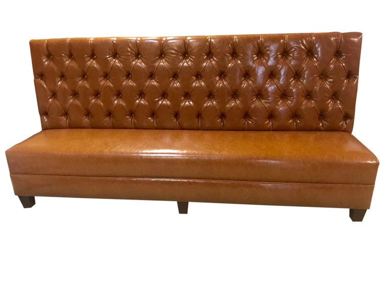 Premium Leather Bar Bench Seating | Button-Tufted Commercial Booth