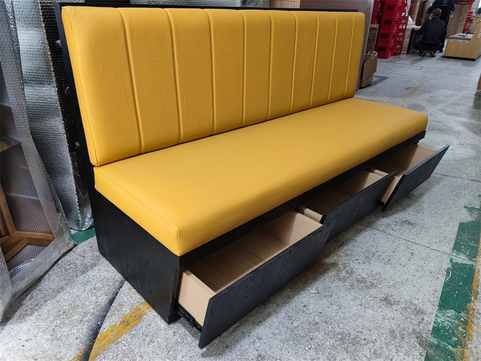 Modern Minimalist Booth Seating Sofa for BBQ Restaurants with Storage Drawers