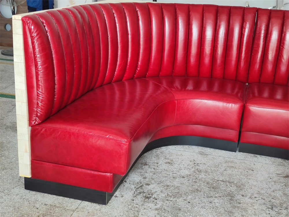 U-Shaped Red Booth Sofa – Ideal Restaurant Seating for BBQ Shops