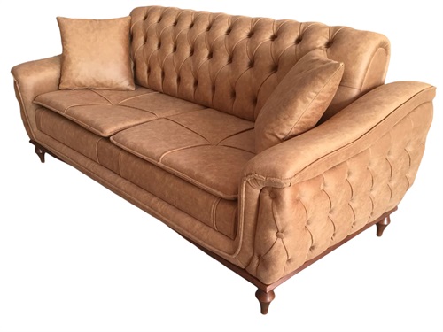 Solid Wood Frame Vintage Hotel Sofa – Durable Tufted Leather Seating